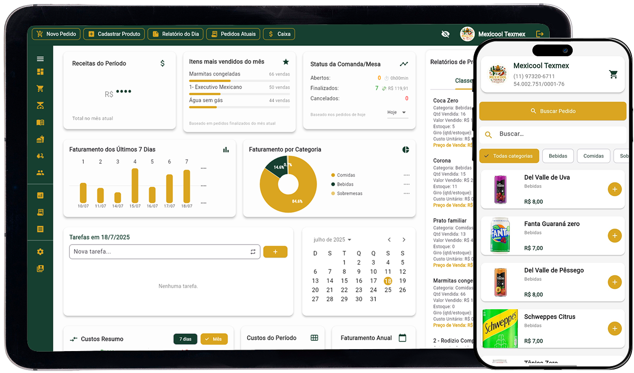 Visão do painel do afiliado AVFOODS: link, materiais e métricas